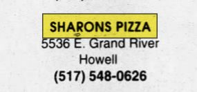 Sha-Rons Pizza (Sharons Pizza) - June 1996 Ad For This Location